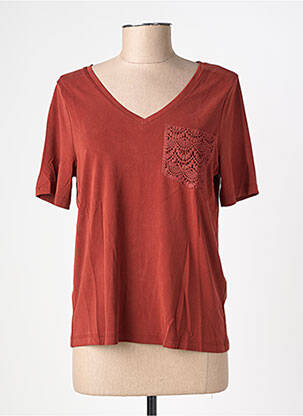 Tricou guler în v mâneci scurte portocalie VERO MODA femeie