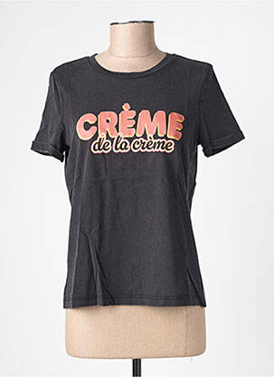 Tricou serigrafie flockată mâneci scurte negru VERO MODA femeie