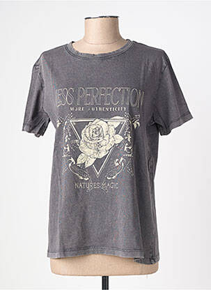 Tricou serigrafie flockată mâneci scurte gri B.YOUNG femeie
