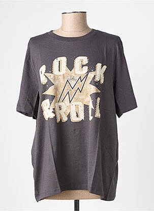 Tricou serigrafie flockată mâneci scurte gri VERO MODA femeie