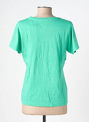 Tricou serigrafie flockată mâneci scurte verde HAPPY femeie