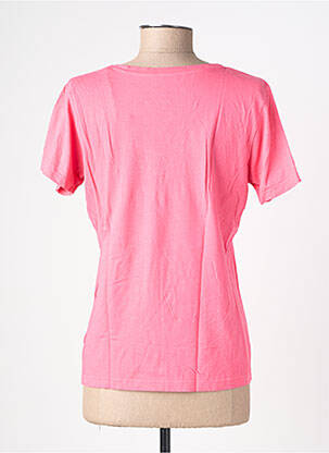 Tricou serigrafie flockată mâneci scurte roz HAPPY femeie