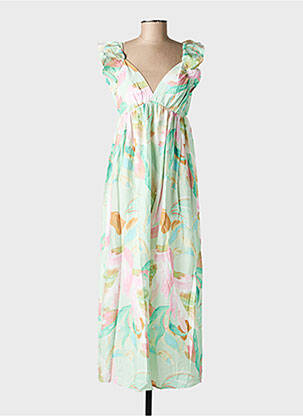 Rochie lungă imprimeu floral fără mâneci verde VERO MODA femeie
