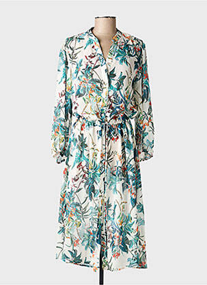 Rochie midi imprimeu floral mâneci lungi verde B.YOUNG femeie
