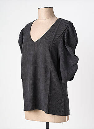 Top țesătură crep mâneci 3/4 negru ICHI femeie