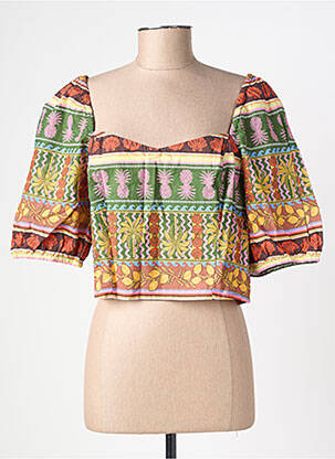 Top guler în v mâneci 3/4 verde VERO MODA femeie