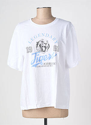 Tricou serigrafie flockată mâneci scurte alb B.YOUNG femeie