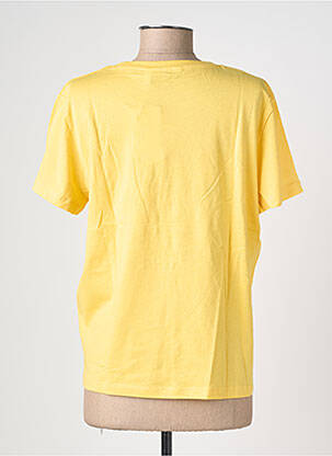 Tricou serigrafie flockată mâneci scurte galben B.YOUNG femeie