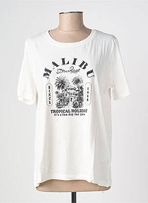 Tricou serigrafie flockată mâneci scurte alb B.YOUNG femeie