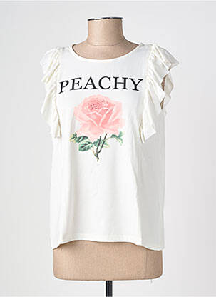 Tricou serigrafie flockată mâneci scurte alb B.YOUNG femeie