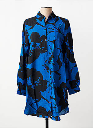 Rochie midi imprimeu floral mâneci lungi albastru B.YOUNG femeie