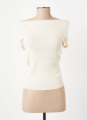 Top elasticitate mâneci scurte bej AWARE BY VERO MODA femeie