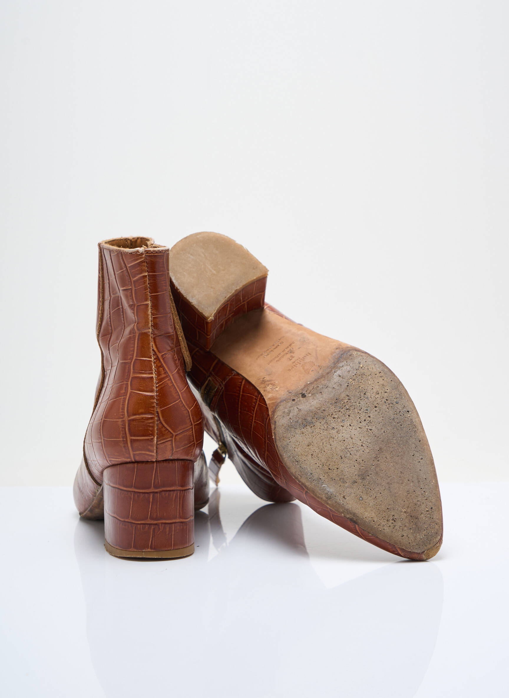 Botine/ghete vârf ascuțit toc de 4 la 6 cm maro BOBBIES femeie