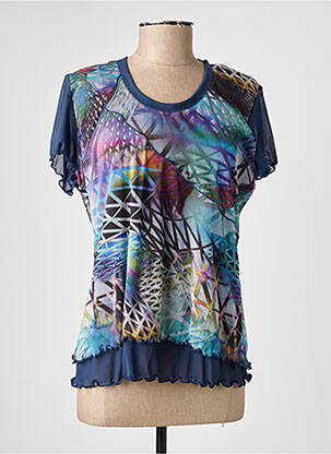 Tricou imprimeu fantezie mâneci scurte albastru GUY DUBOUIS femeie