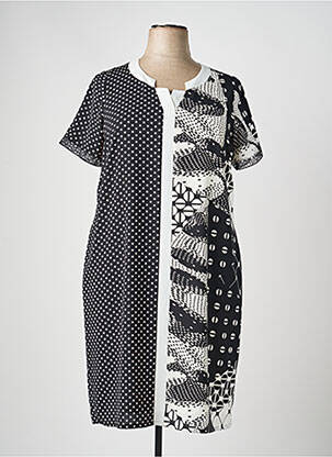 Rochie midi imprimeu fantezie mâneci scurte negru GUY DUBOUIS femeie