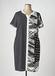 Rochie midi imprimeu fantezie mâneci scurte negru GUY DUBOUIS femeie