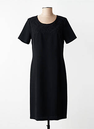Rochie midi țesătură crep mâneci scurte negru GEVANA femeie
