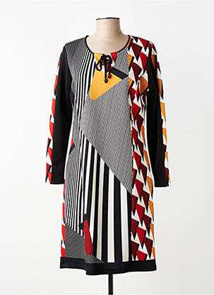 Rochie midi imprimeu fantezie mâneci lungi negru GUY DUBOUIS femeie
