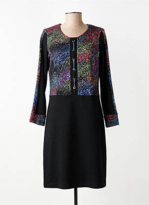 Rochie midi imprimeu fantezie mâneci lungi negru GUY DUBOUIS femeie