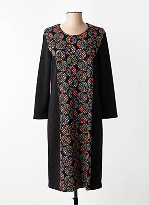 Rochie midi imprimeu fantezie mâneci lungi negru GEVANA femeie