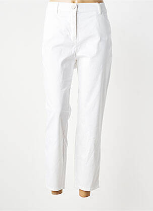 Pantalon 7/8 țesătură poplin mărime normală alb TONI femeie