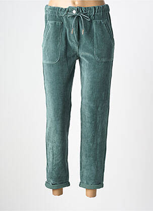 Pantalon drept elasticitate talie înaltă verde C'EST BEAU LA VIE femeie