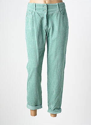 Pantalon drept elasticitate talie înaltă verde C'EST BEAU LA VIE femeie