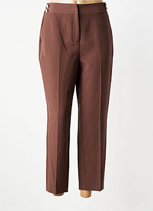 Pantalon 7/8 talie elastică mărime normală maro JULIE GUERLANDE femeie