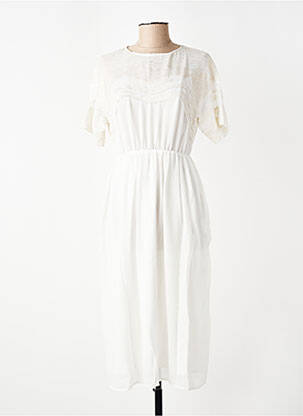 Rochie midi țesătură crep mâneci scurte alb SEE U SOON femeie