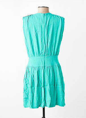 Rochie scurtă închidere cu fermoar la spate mâneci scurte verde COLOR BLOCK femeie
