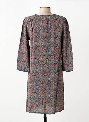 Rochie midi imprimeu fantezie mâneci lungi maro GARANCE femeie