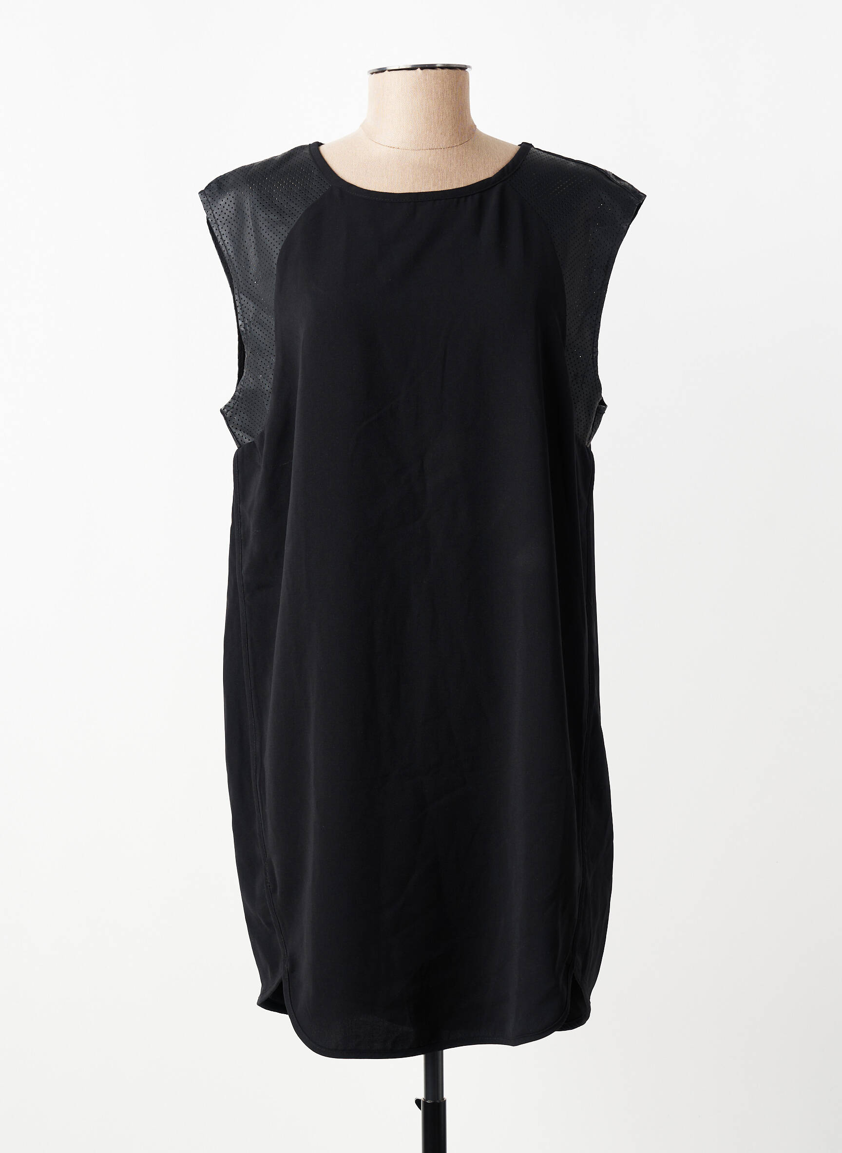 Rochie midi țesătură crep mâneci scurte negru VILA femeie