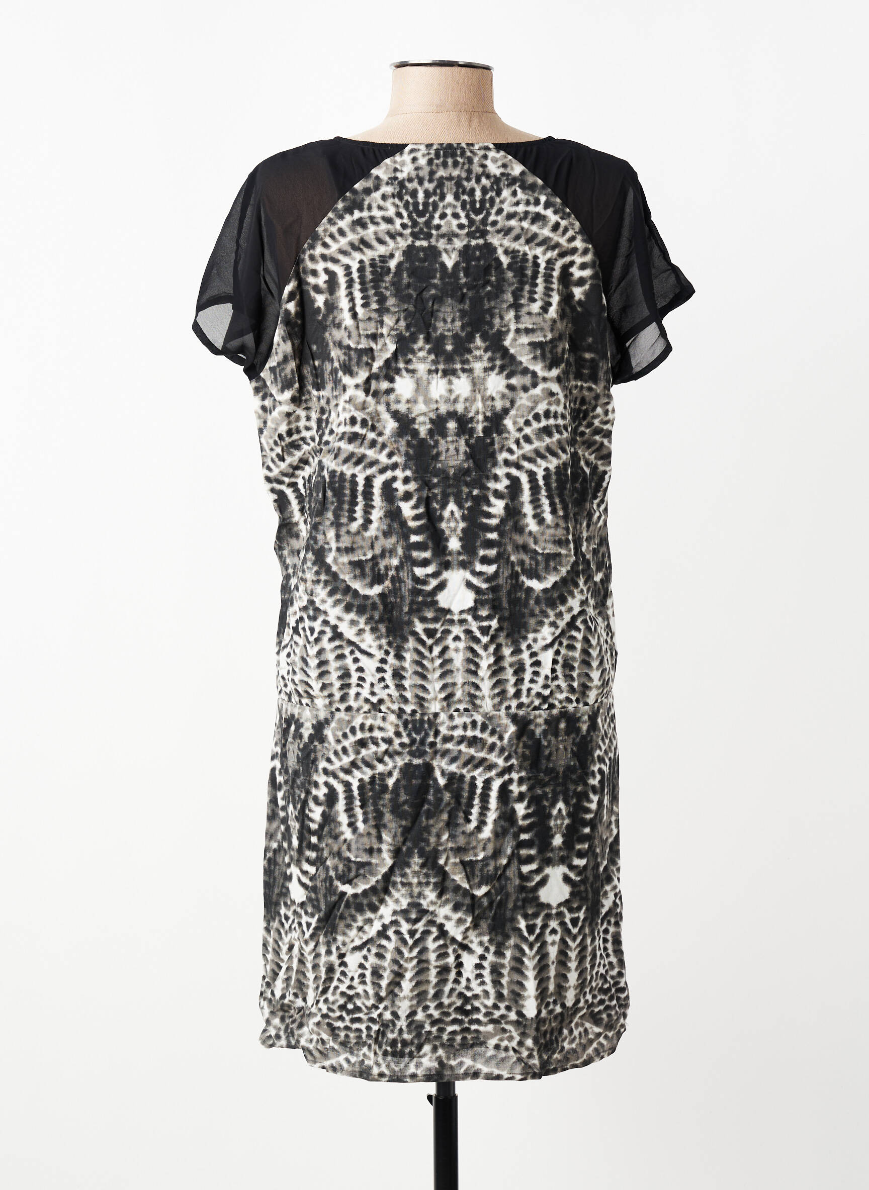 Rochie midi țesătură crep mâneci scurte gri VILA femeie