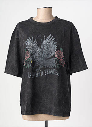 Tricou croială dreaptă mâneci scurte negru ROSE GARDEN femeie