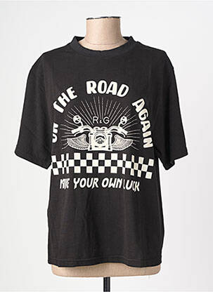 Tricou croială dreaptă mâneci scurte negru ROSE GARDEN femeie
