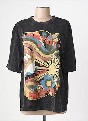 Tricou croială dreaptă mâneci scurte negru ROSE GARDEN femeie