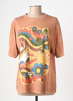Tricou croială dreaptă mâneci scurte portocalie ROSE GARDEN femeie