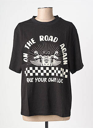 Tricou croială dreaptă mâneci scurte negru ROSE GARDEN femeie