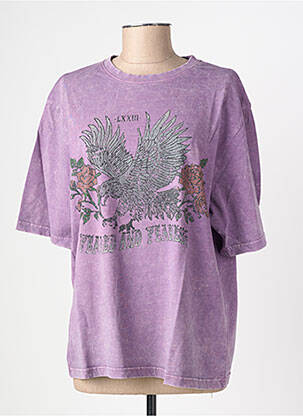 Tricou croială dreaptă mâneci scurte violet ROSE GARDEN femeie