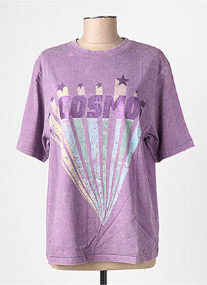 Tricou croială dreaptă mâneci scurte violet ROSE GARDEN femeie