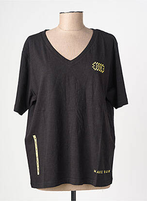 Tricou croială dreaptă mâneci scurte negru ROSE GARDEN femeie