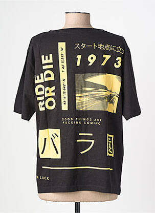 Tricou croială dreaptă mâneci scurte negru ROSE GARDEN femeie