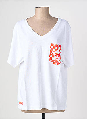 Tricou croială dreaptă mâneci scurte alb ROSE GARDEN femeie