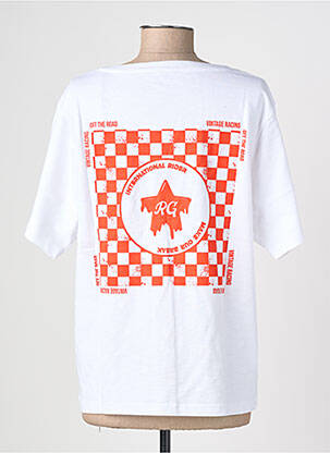 Tricou croială dreaptă mâneci scurte alb ROSE GARDEN femeie