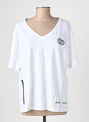 Tricou croială dreaptă mâneci scurte alb ROSE GARDEN femeie