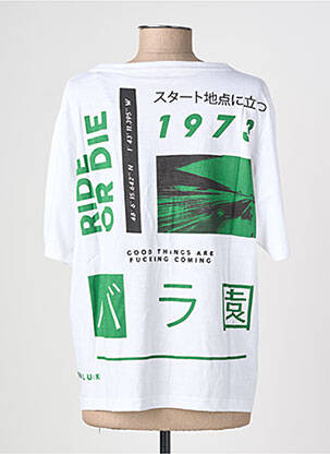 Tricou croială dreaptă mâneci scurte alb ROSE GARDEN femeie