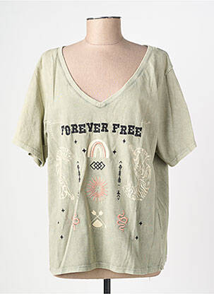 Tricou croială dreaptă mâneci scurte verde ROSE GARDEN femeie