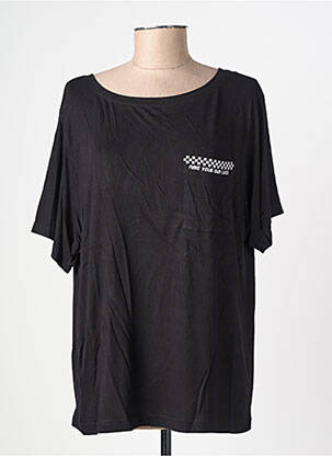 Tricou croială dreaptă mâneci scurte negru ROSE GARDEN femeie
