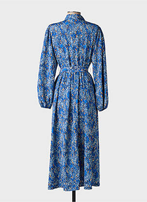 Rochie lungă țesătură poplin mâneci lungi albastru RUE MAZARINE femeie
