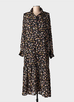 Rochie lungă țesătură poplin mâneci lungi negru MOLLY BRACKEN femeie